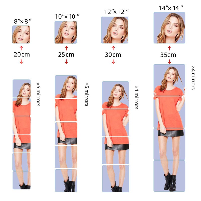 iCAGY Acrylic Mirror Sheet Self Adhesive Wall Mounted Home DÃ©cor Non Glass Sticky Mirror Tile Thickness 0.08in (2mm) Square 14x14 inch - Image 2